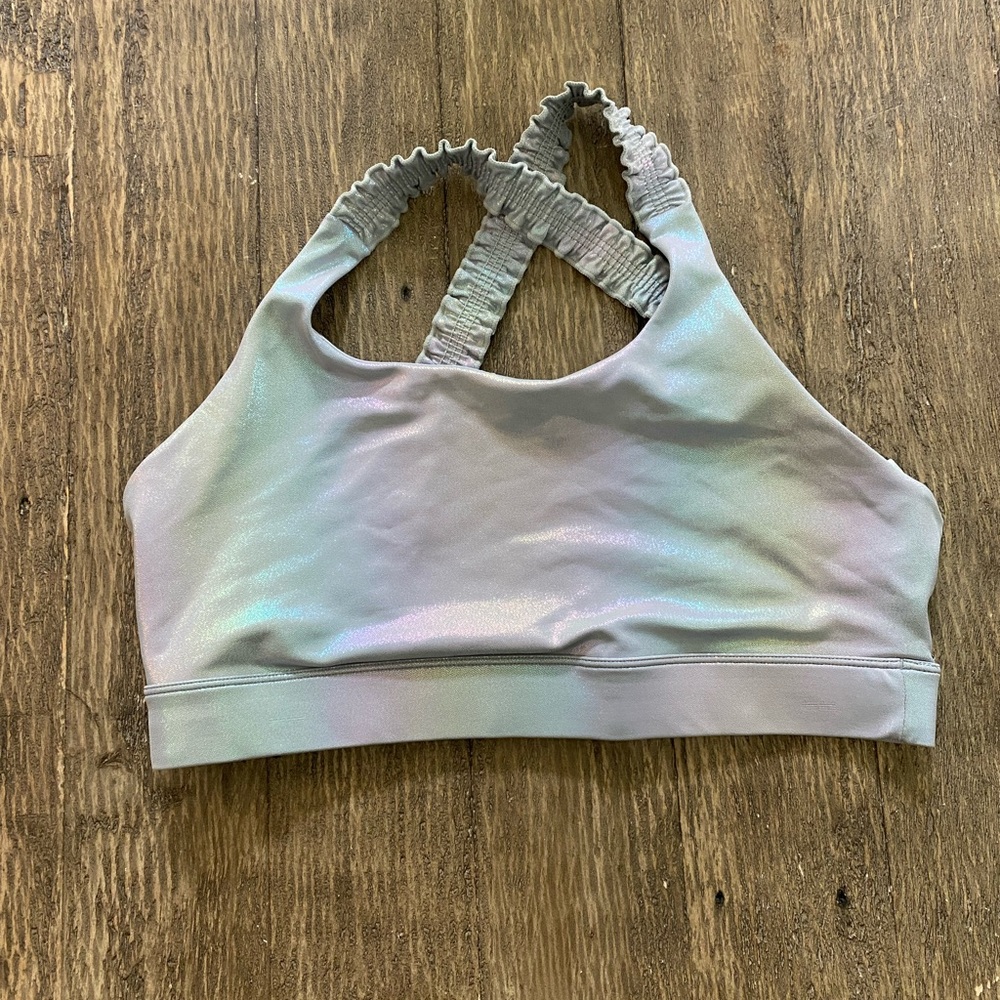 Zyia Gray Metallic Plus Light n Tight Ruffle Bra